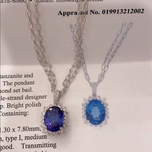 TANZANITE 14KT WHITE GOLD Diamond Pendant FINAL